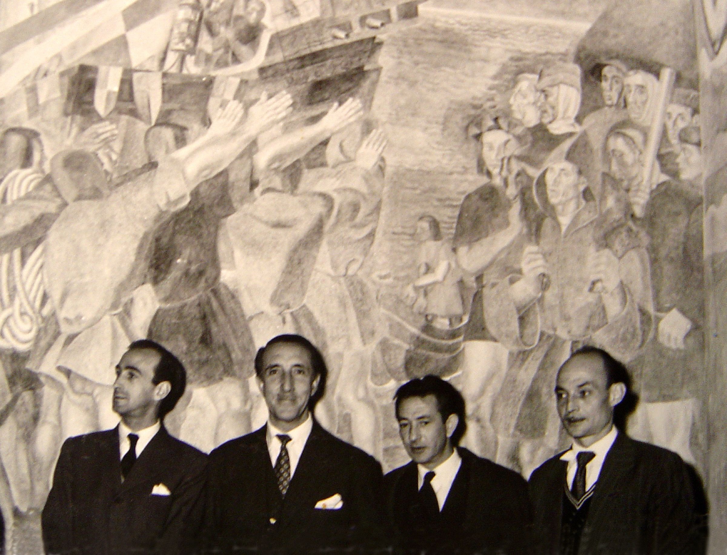 Homenaje a Juan Ramón Jiménez. Palos de Moguer, 1956. Lara, Luelmo, Ridruejo, José Hierro.
